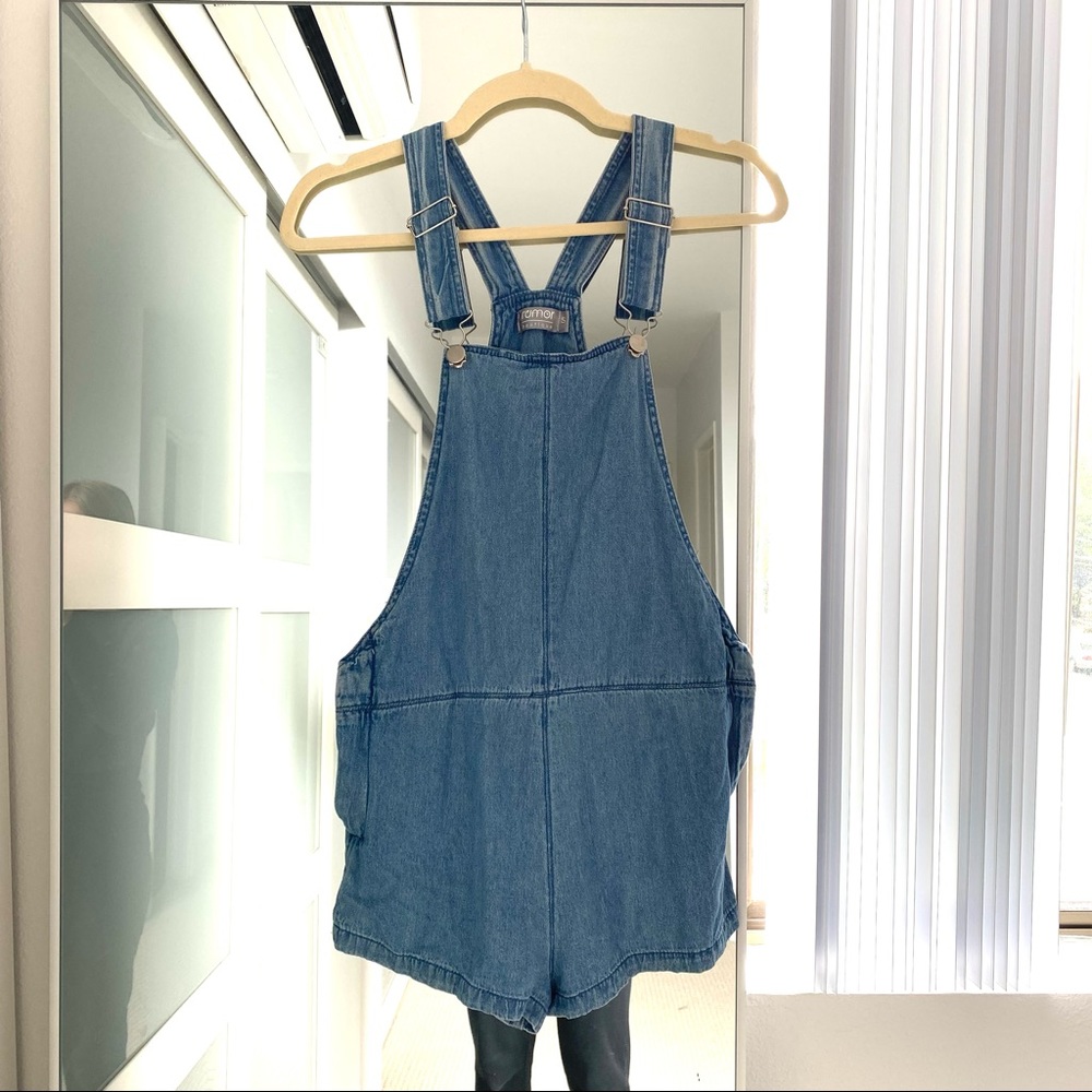 LF Rumor Boutique Denim Overall Shorts | Size S | Light Wash